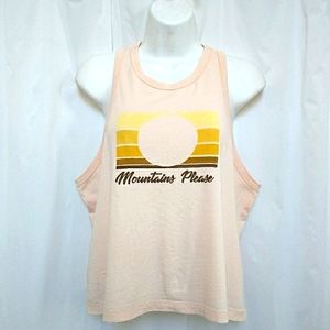 RPM Cropped Racer-Back Blush Colored Tank Top Medium